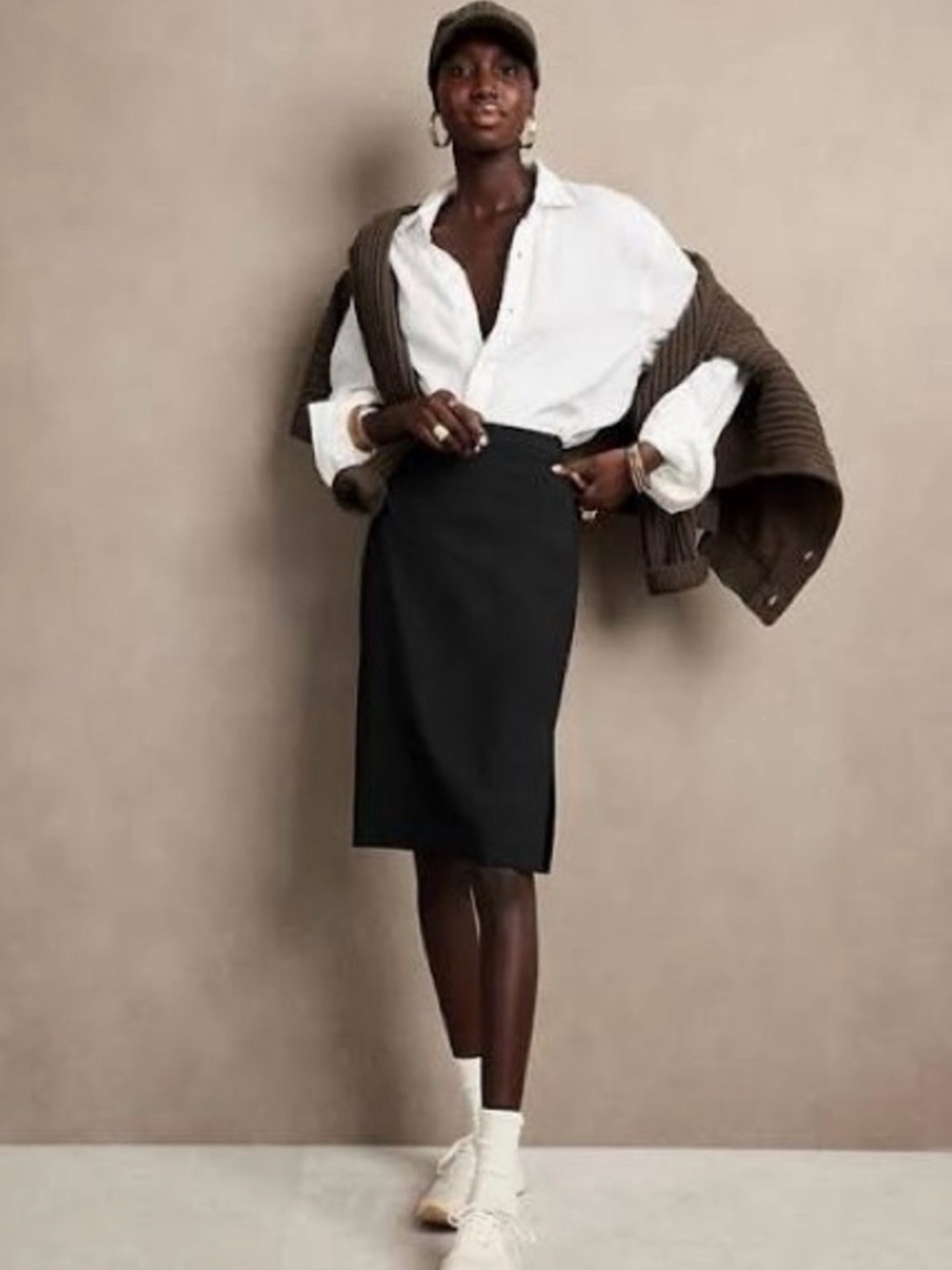 Banana Republic Italian Wool Black Pencil Skirt Tailored Classic Career Office 8